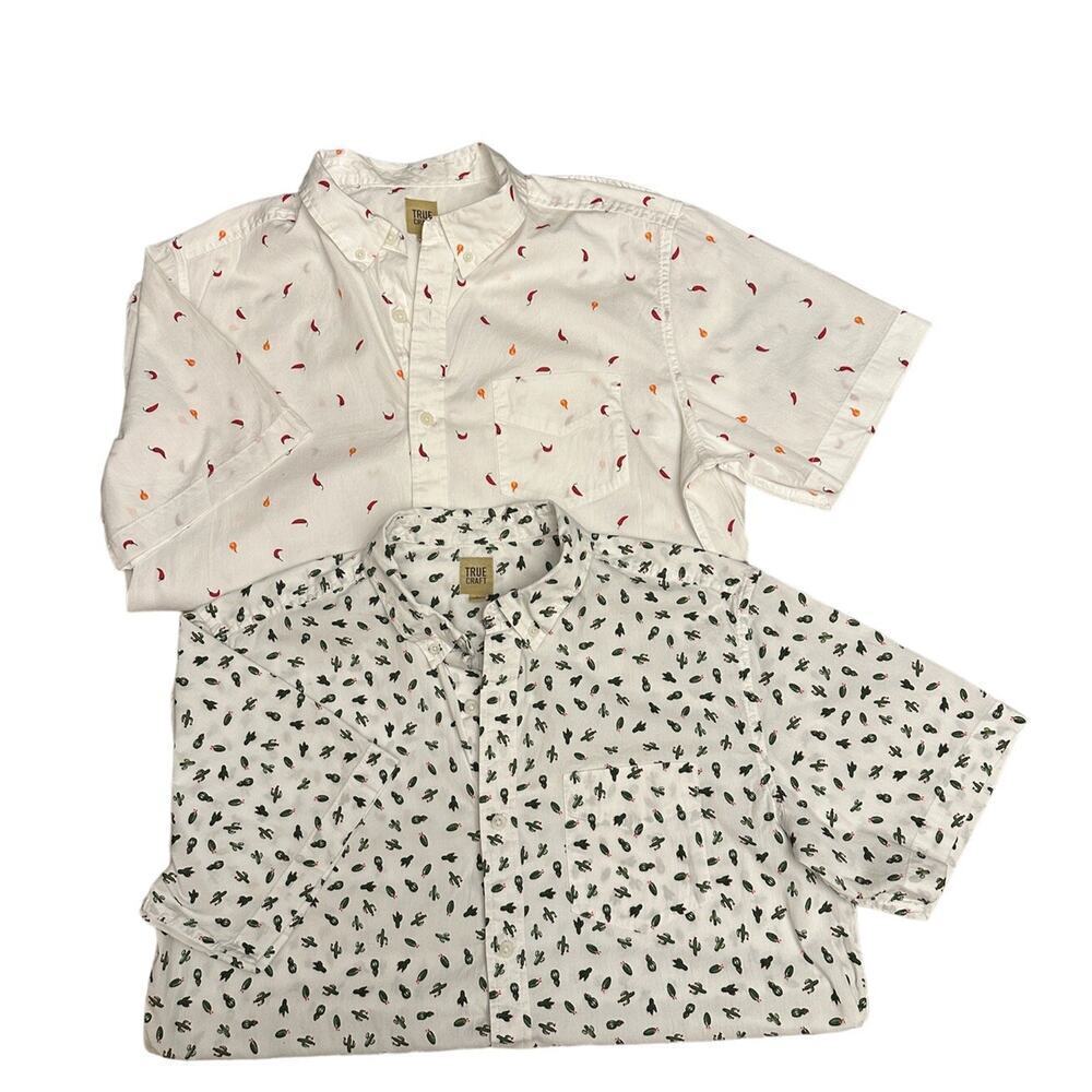 Lot Of 2 TRUE CRAFT Shirts Men’s Size Large Button Down Collared Polo Casual Fun